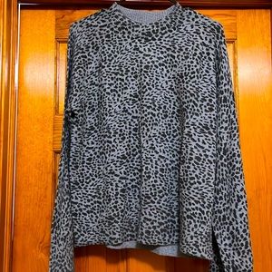 Monrow mini leopard print mock neck sweater NWT